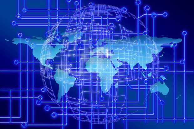 Image of data flows across the world