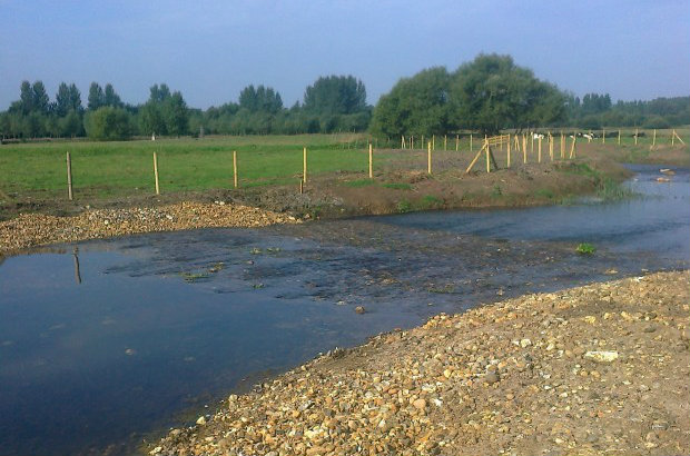 Riffles created after the removal of the sluice at Homersfield, Suffolk