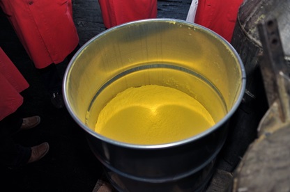 Yellowcake used to make uranium fuel for nuclear reactors