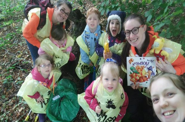 members taking a woodland walk