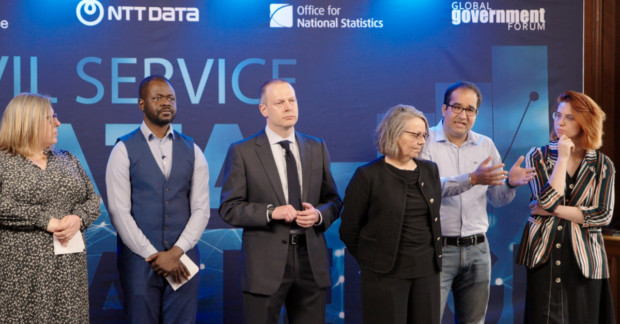 Photo of semi finalists presenting at the Civil Service Data Challenge