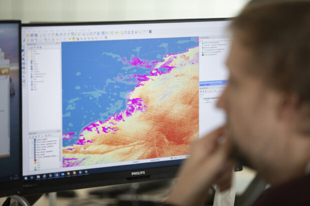 Coastal data sets being analysed by UKHO staff