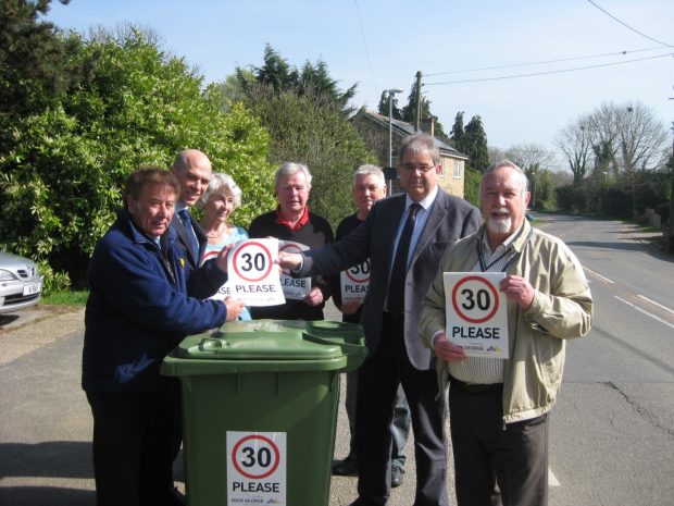 the team promoting the wheelie bin sticker campaign