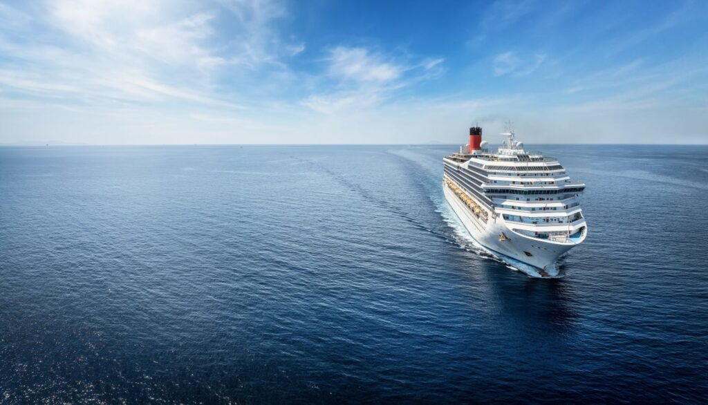 A cruise ship at sea