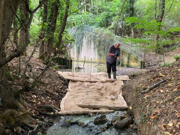 We continue to monitor and replace sediment mats that we installed on the River Chelt, to capture excess silt which can be harmful to aquatic life.