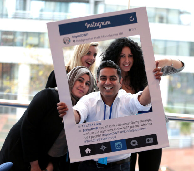 Kailesh Sudra (centre) and Samiah Javaid (left) from BTG's social Media team at a recent event