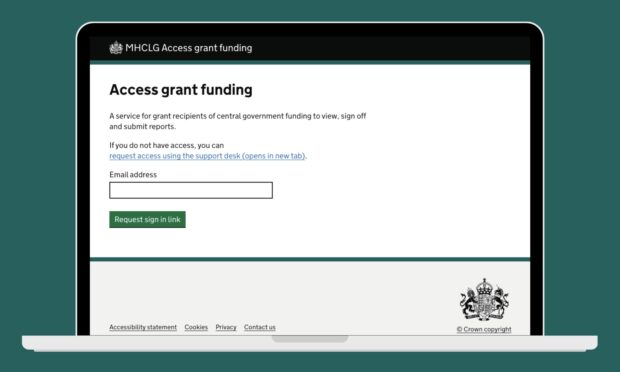A screenshot showing the 'Access grant funding' page