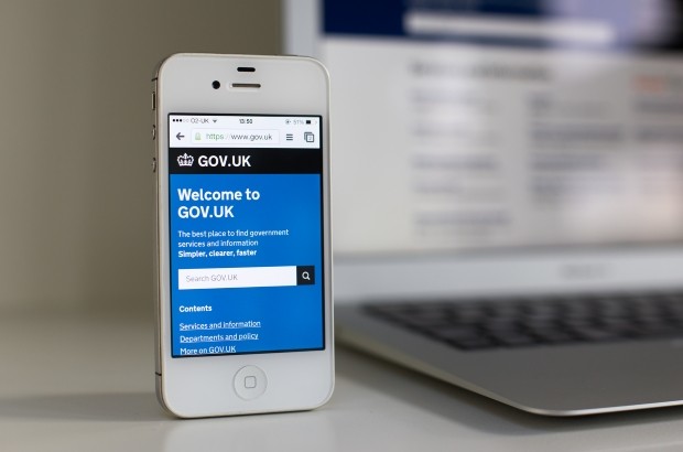 Phone showing the welcome to GOV.UK web page