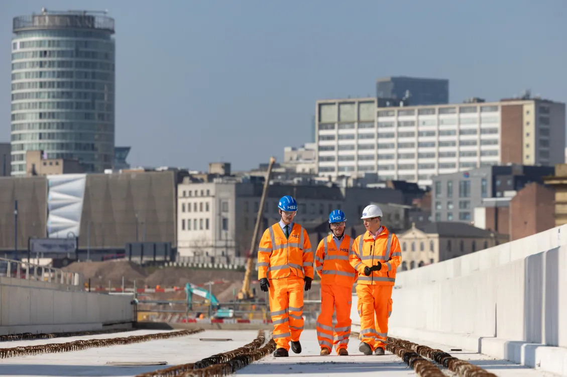 Chief Secretary to the Treasury Darren Jones visits Birmingham Curzon Street Station, part of the HS2 network.