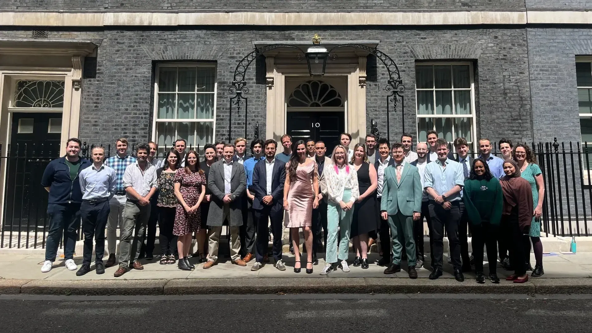 The i.AI team standing outside no. 10 Downing Street