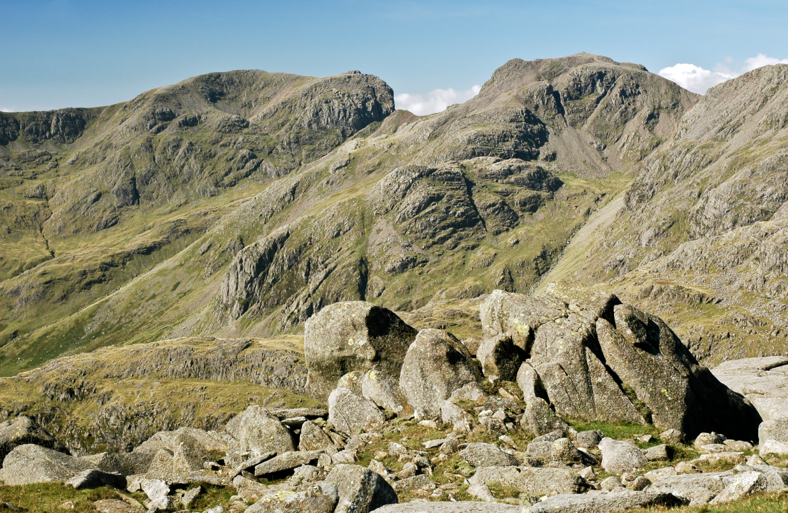 Scafell and scafell pike in summer