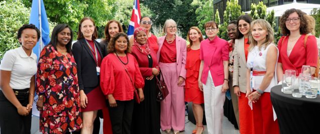 Meeting women in diplomacy at a reception for UK re-election to the Human Rights Council.
