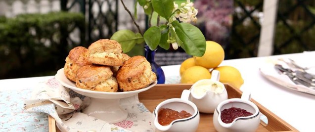 The classic British scone - added some Vietnamese twist with pomelo flowers.