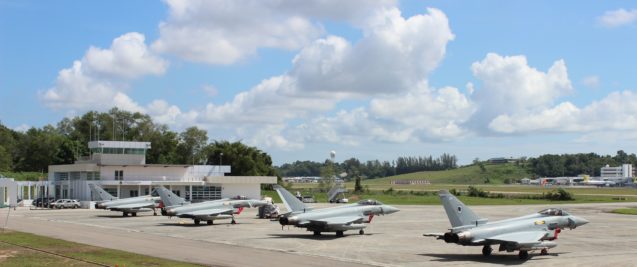 Four of the RAF Typhoons at Rimba Airbase