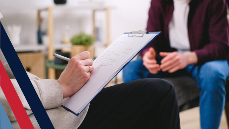 A veteran support consultation, showing how VALOUR can be accessed in person.