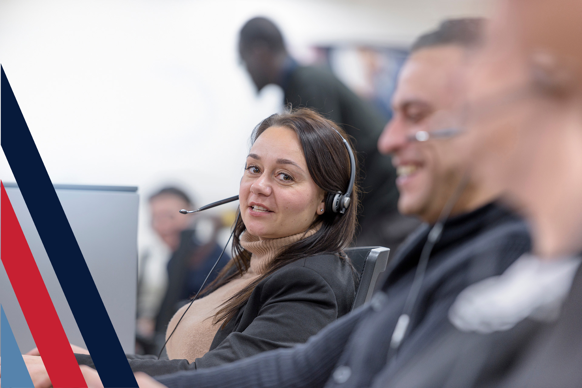 Veteran support call centre staff, showing how VALOUR can be accessed by phone or email.