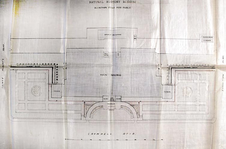 A simple sketch showing paths through the grounds from an aerial perspective