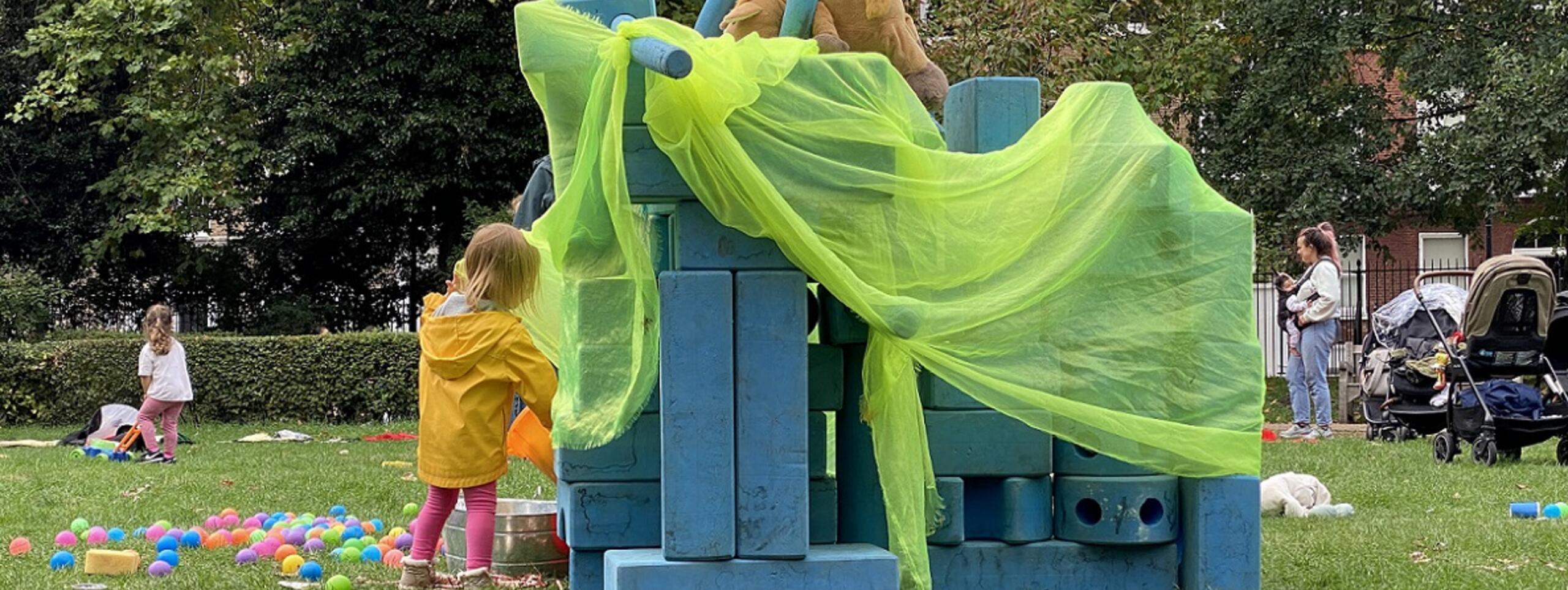 Children enjoy an Assemble Play building session in Lincoln's Inn Fields.