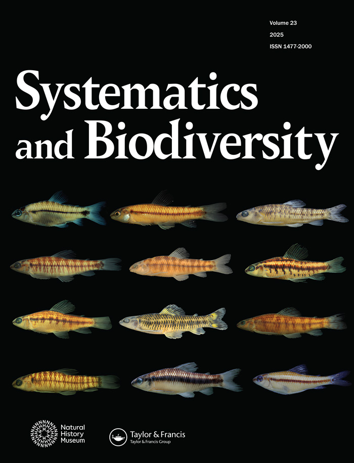 The cover from the Volume 23 2025 issue of Systematics and BIodiversity featuring 12 side-profile images of fish