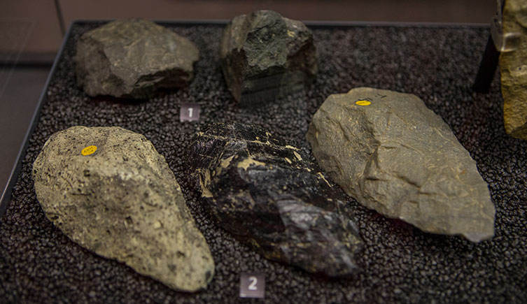 Stone tools on display at the Museum