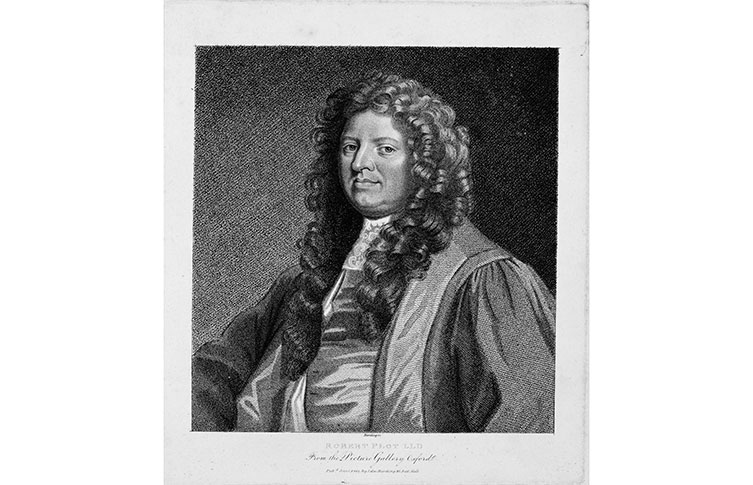 A black and white illustration of a formally-dressed 17th century man in a wig.