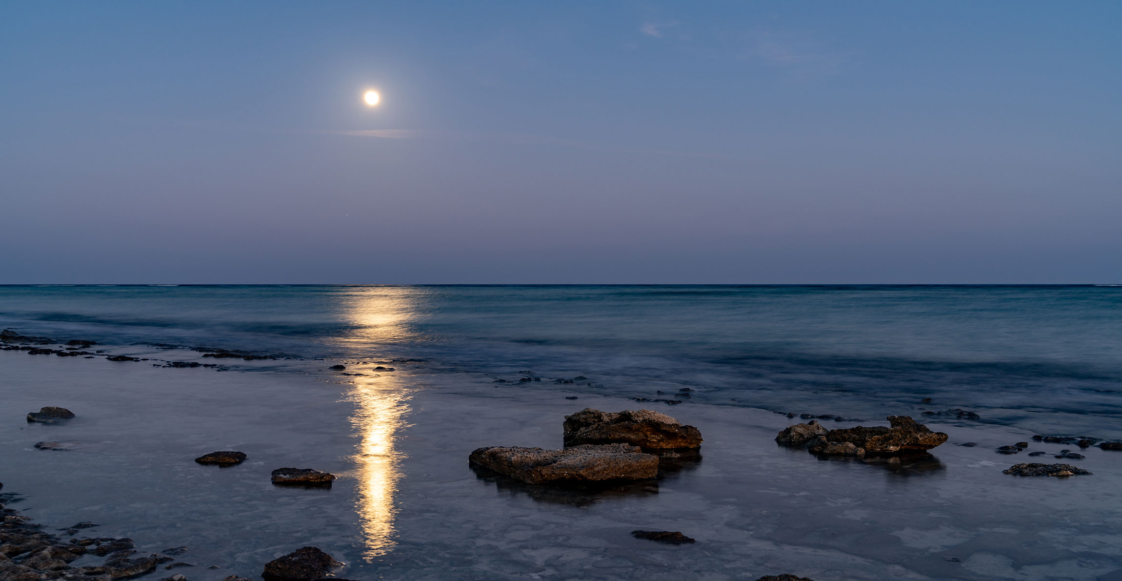 Moonlight shining on the sea