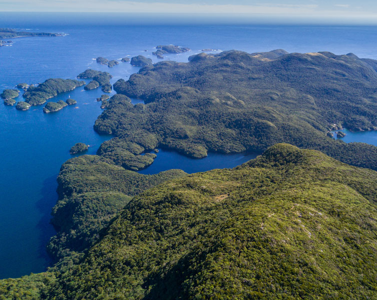 A view of an island from above