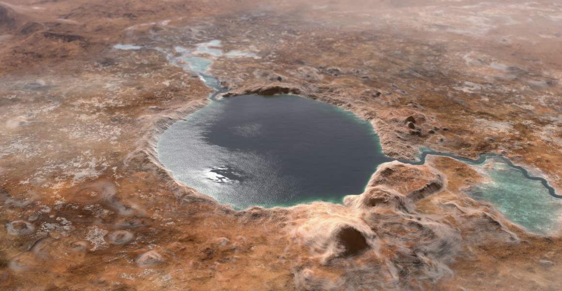 An artist's impression of Jezero crater