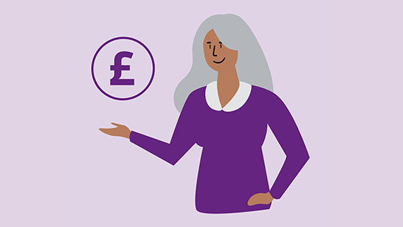 Woman holding a giant coin