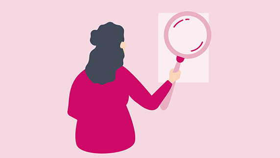 Person with magnifying glass