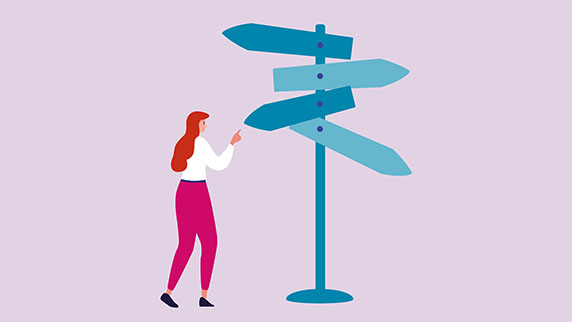 Woman and signpost