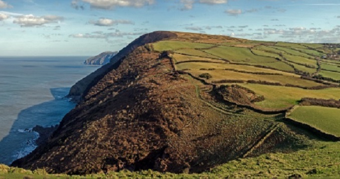 distant view of hillside ridge by the sea