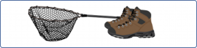 Illustration of a net and walking boots (decorative image)