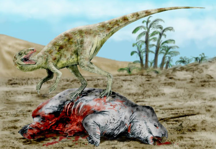 Early dinosaur eating prey