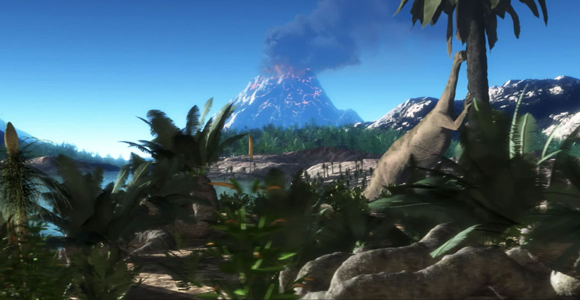 An artist's impression of a dinosaur scene from the Triassic Period