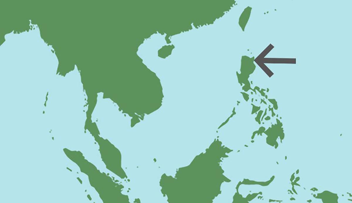 A map of southeast Asia, with an arrow pointing to the island of Luzon.