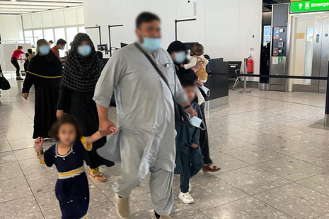 People arriving at an airport