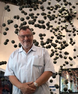 At the COPE Visitor Centre, with the bombie display as background