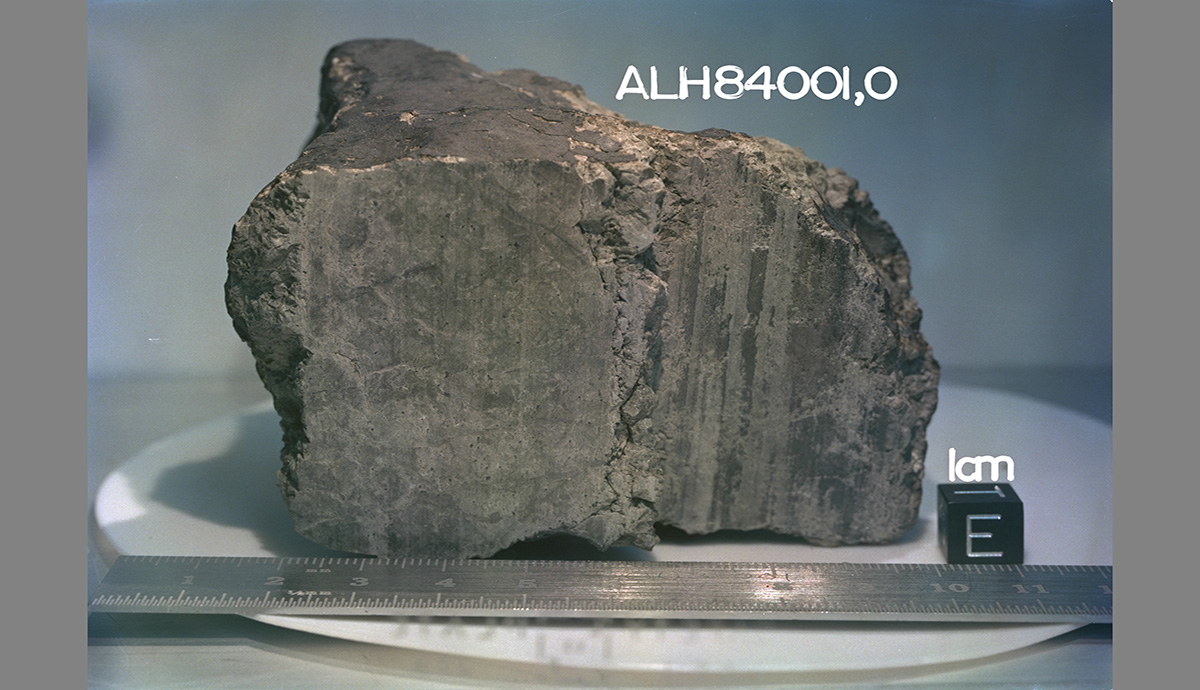 Close up of the ALH84001 Martian meteorite