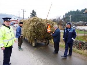 Fitting reflectors on carts Group of people on the road