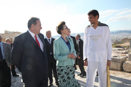 HRH The Princess Royal with the President of HOC and the final Torchbearer