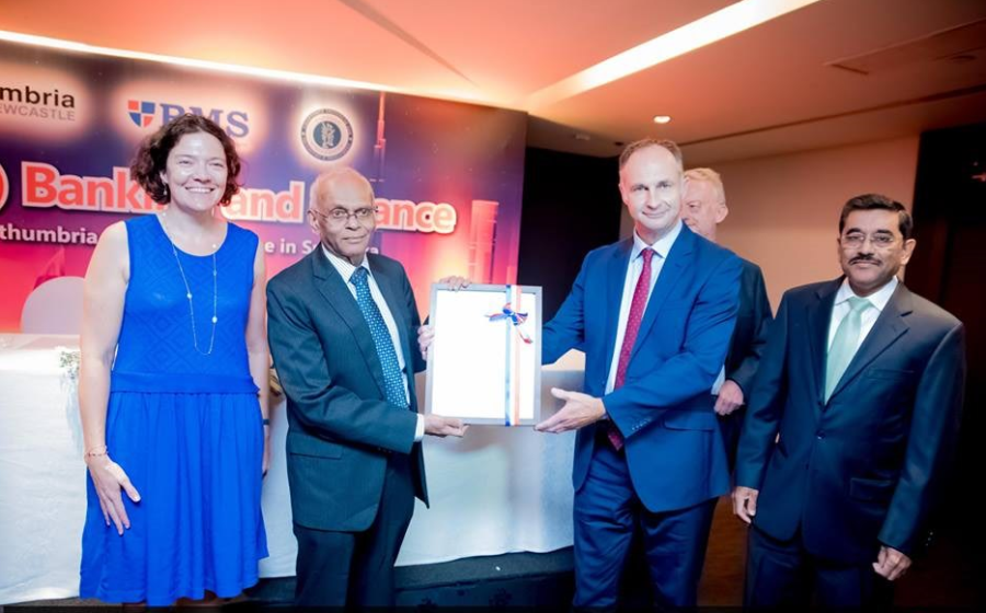 Laura Davies at the launch in Sri Lanka of Northumbria University’s degree in Banking and Finance