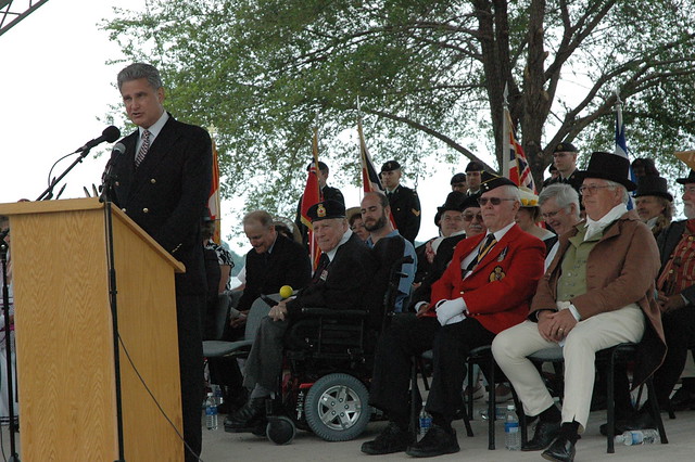 British High Commissioner to Canada, Andrew Pocock, addresses the crowd gathered to watch the opening ceremony. (Credit: Rosanne Lake, gananoquetoday.ca)