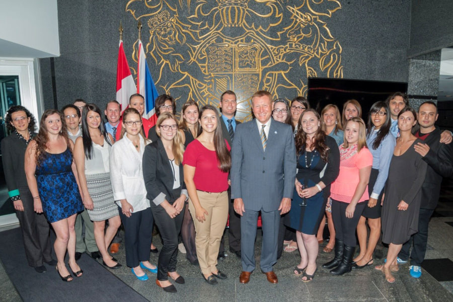 The World Dementia Envoy, Dr Dennis Gillings, with a delegation of WYLD at the British High Commission in Ottawa, Canada