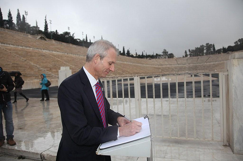 Minister for Europe at Panathinaikon Stadium