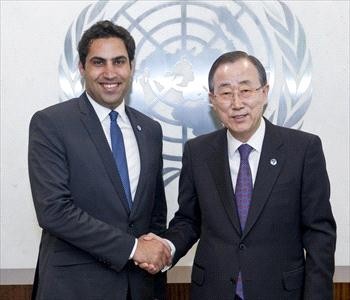 Ahmad Al Hindawi with UN Secretary-General Ban Ki Moon