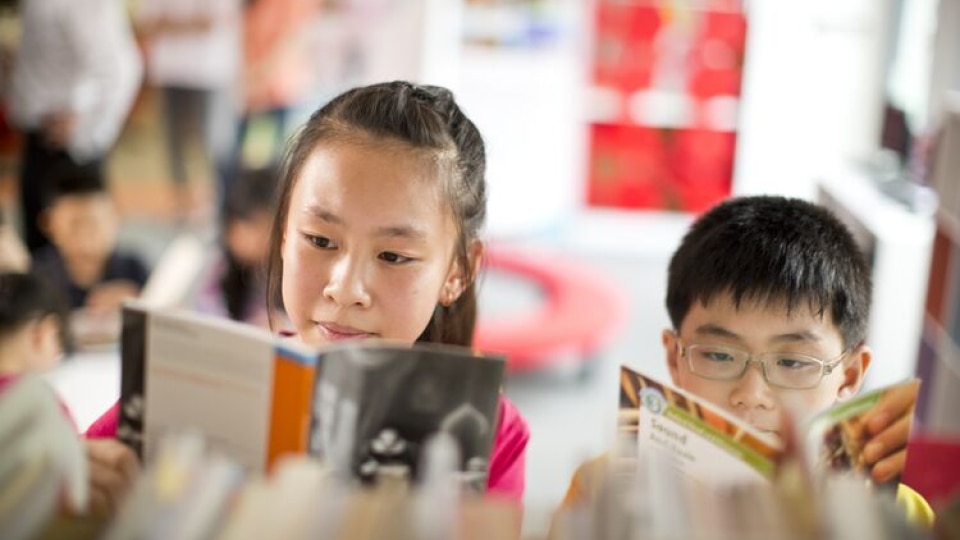 Two Vietnamese learners reading books