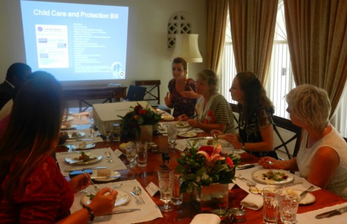 Rachel Coomer presenting the Child Care Protection Bill during International Women’s Day celebrations on 5 March 2015