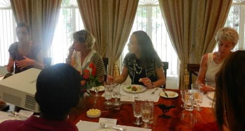 Rachel Coomer, Legal Assistance Centre, HE Jacqueline Bassa-Mazzoni, French Ambassador to Namibia, HE Marianne Young, British High Commissioner to Namibia, Gwen Lister, chairperson of the Namibia Media Trust.