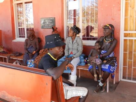 ovaHimba patients waiting outside the local clinic.
